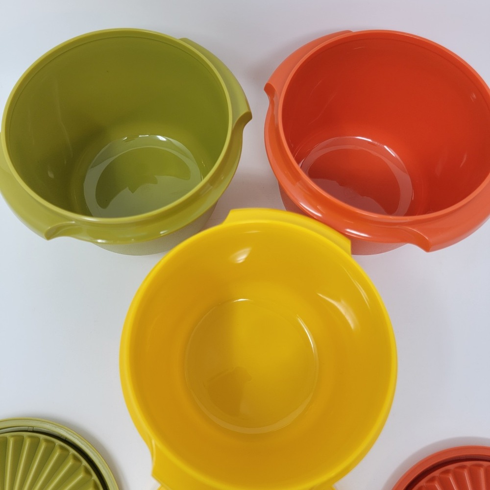 NOS Lot of 3 Vintage Tupperware Servalier Bowls 886-23 Autumn Harvest - Picture 8 of 13